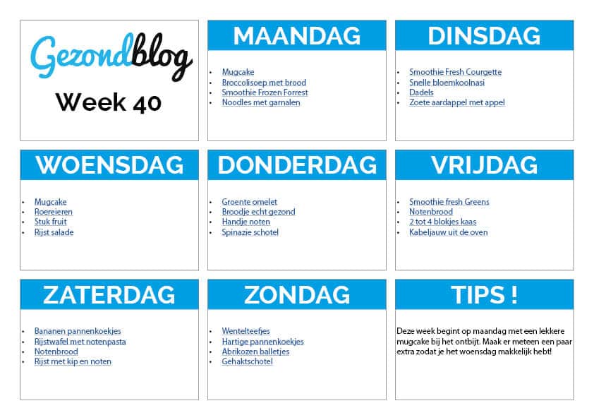 WEEKOVERZICHT wk 40